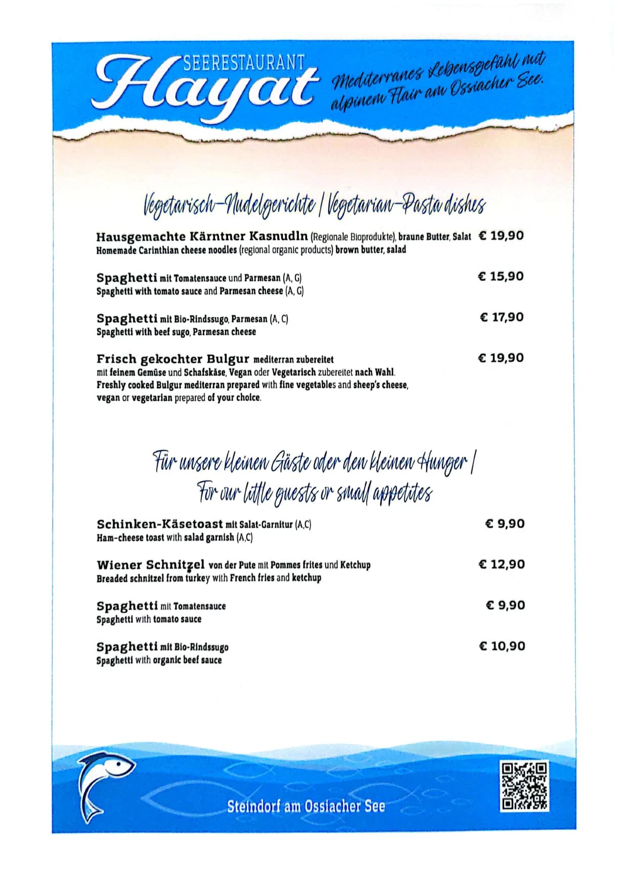 Speisekarte des Seerestaurant Hayat – Seite 5 von 9