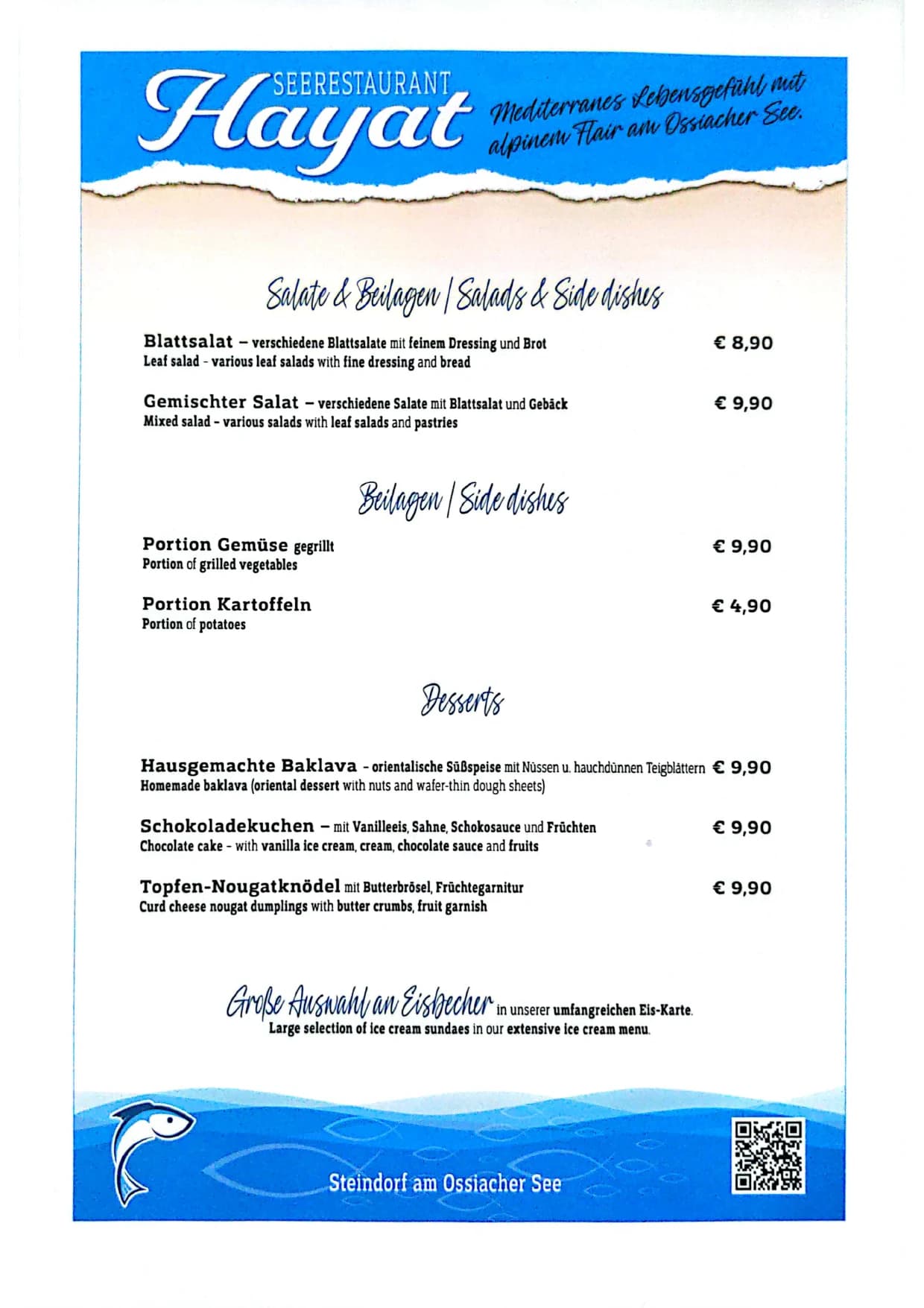 Speisekarte des Seerestaurant Hayat – Seite 6 von 9